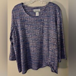 Alfred Dunner Women’s Plus Size Lavender Top, Side Grommet, 3/4 Sleeve; Size PXL